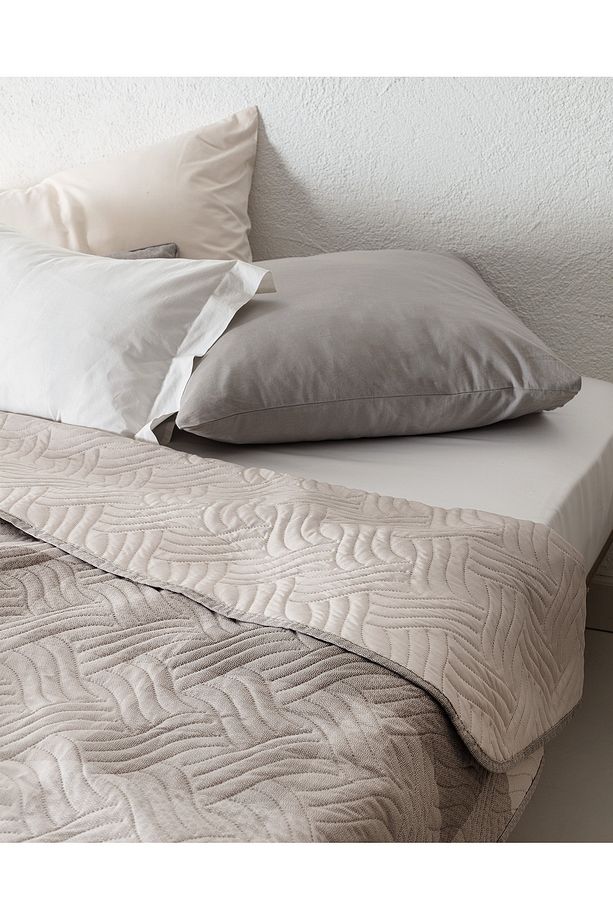 Faron King Size Baskılı Yatak Örtüsü - Bej - 3