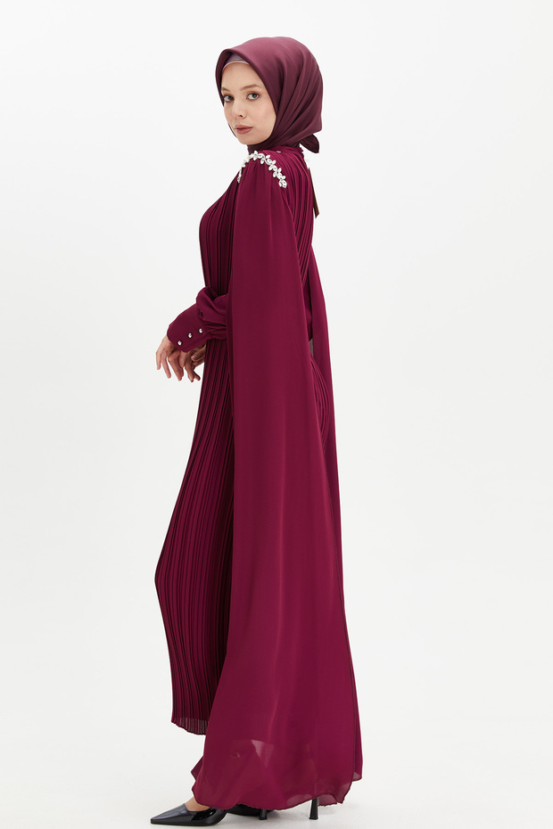 Pelerin Kol Piliseli Elbise - 3