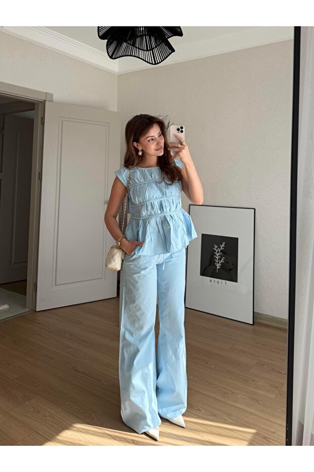 MAVİ LAYER PANTALON BLUZ TAKIM - 1
