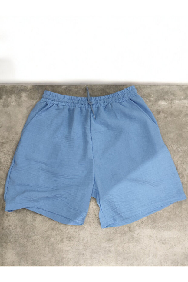Linen Elastic Waist Lace up Plus Size Bermuda Shorts