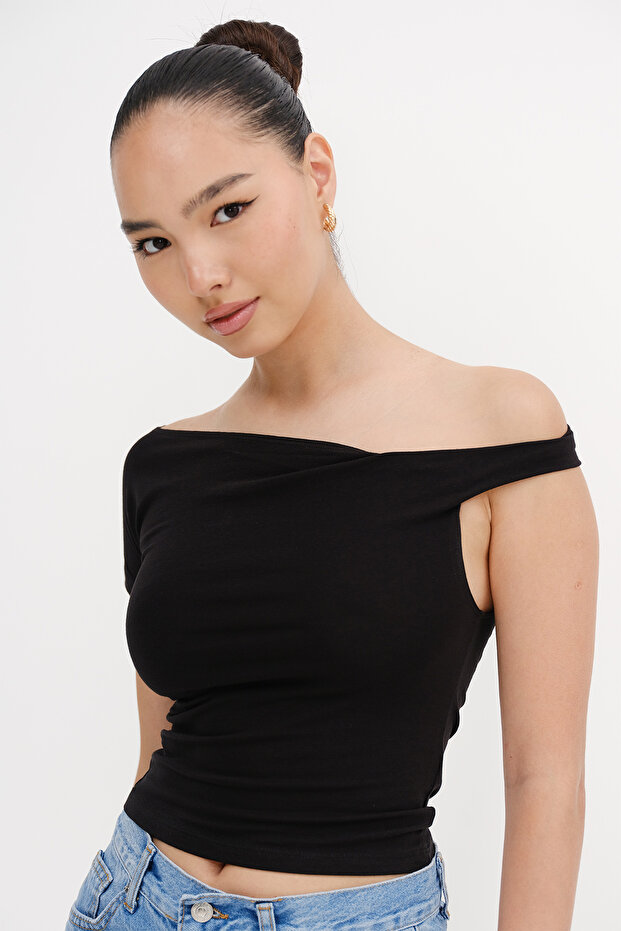 Kayık Yaka Basic T-shirt P1785 - 4