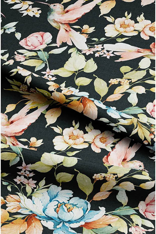 Elegant Bird Patterned Digital Printed High Quality Background Curtain. Premium Background Curtain with Cornice and Extrafor. - 3