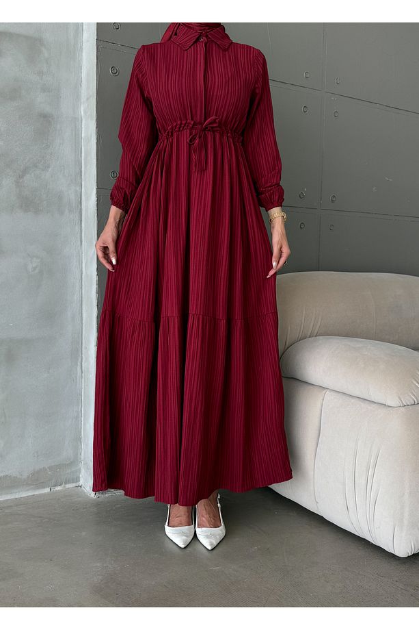 Asya Belbağcıklı Tesettür Elbise - 3