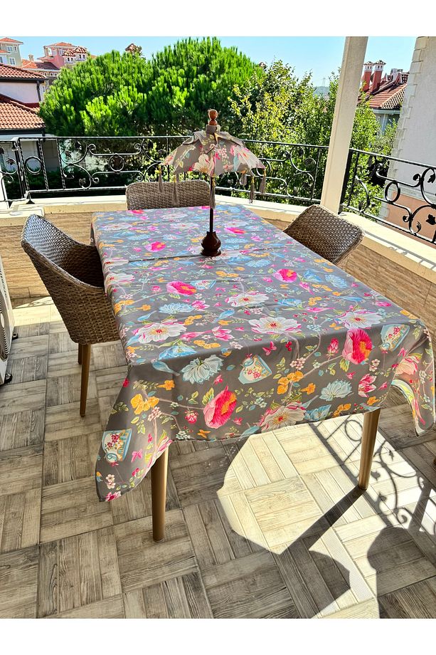 ÇİÇEKLİ DESEN BEJ MASA ÖRTÜSÜ - 2