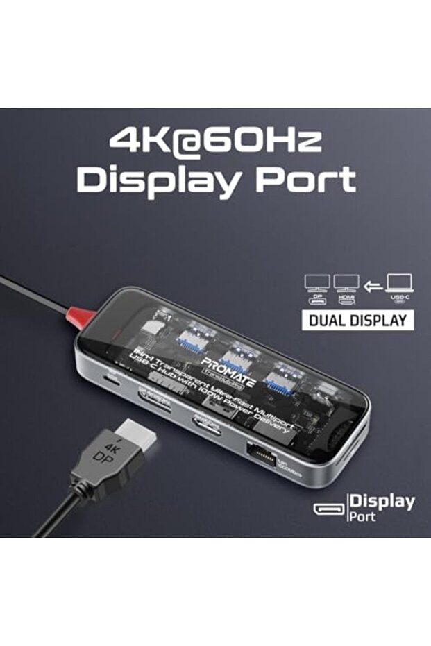 USB-C™ Hub, 11-in-1 Multi-Display Hub with Dual 4K HDMI, 4K DisplayPorts, Ultra-Fast 1000M - 6