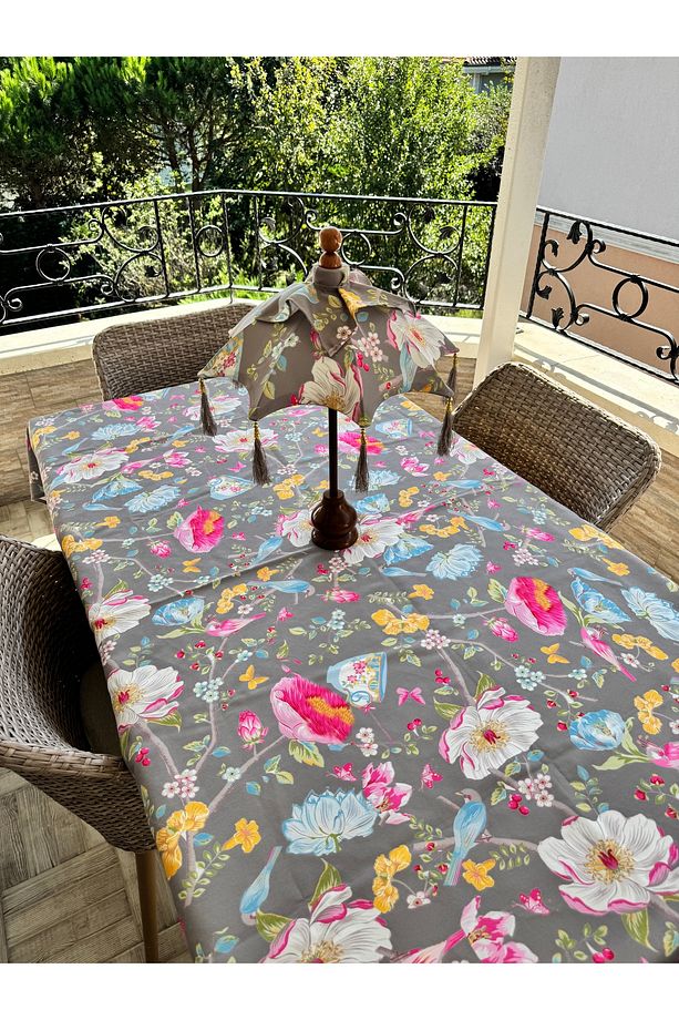 ÇİÇEKLİ DESEN BEJ MASA ÖRTÜSÜ - 3