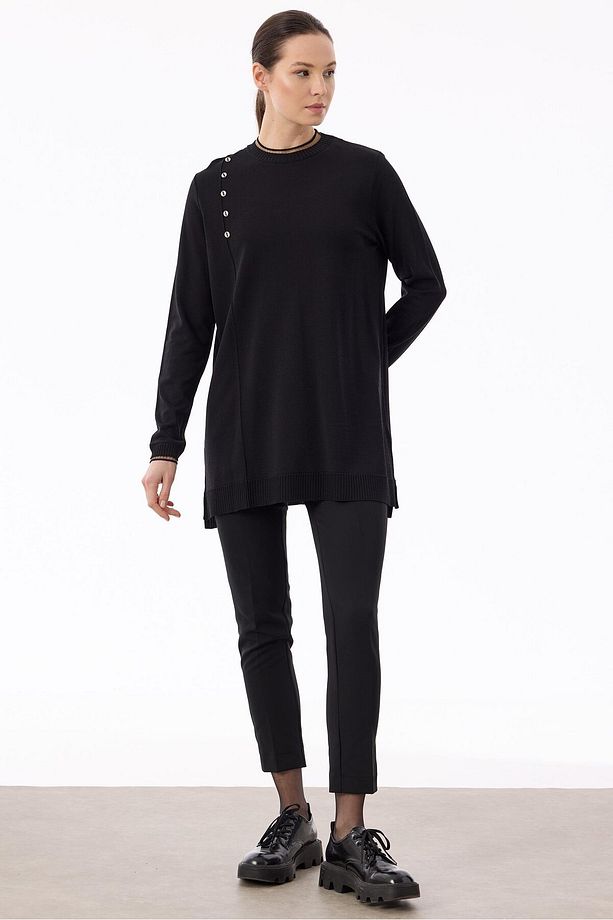 Fırfır Detaylı Rayon Tunik SİYAH - 2