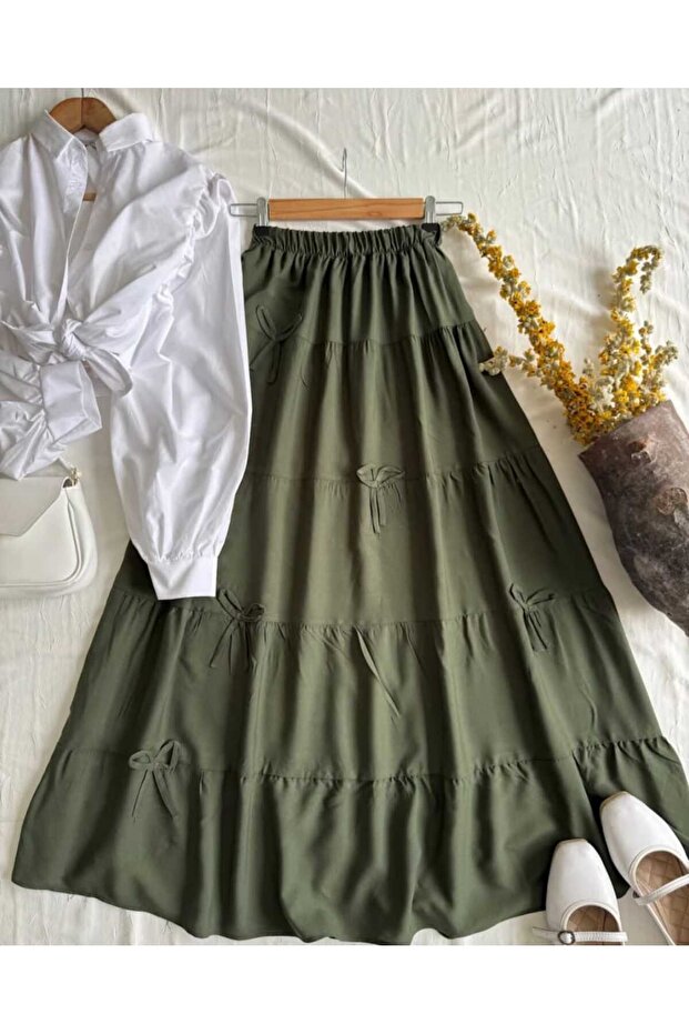 Fiyonklu Detaylı Kat Kat Etek - 1