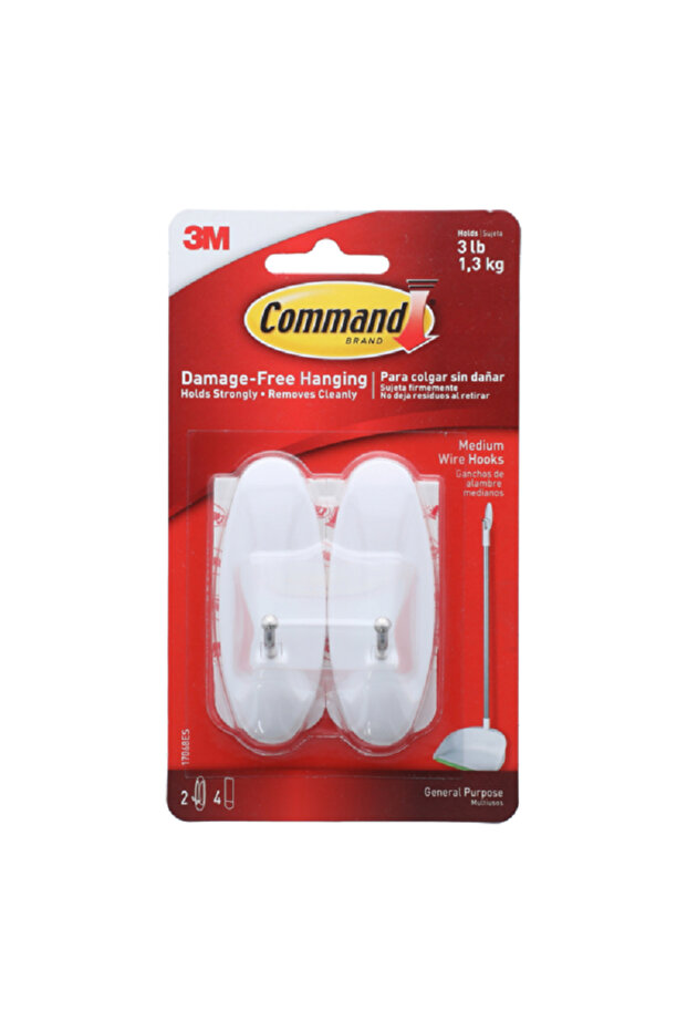 2-Piece Wire Hook White Medium - 1