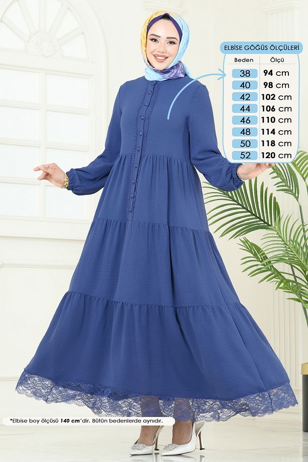 Güpür Detay Aerobin Elbise 380DVL817 İndigo - 2