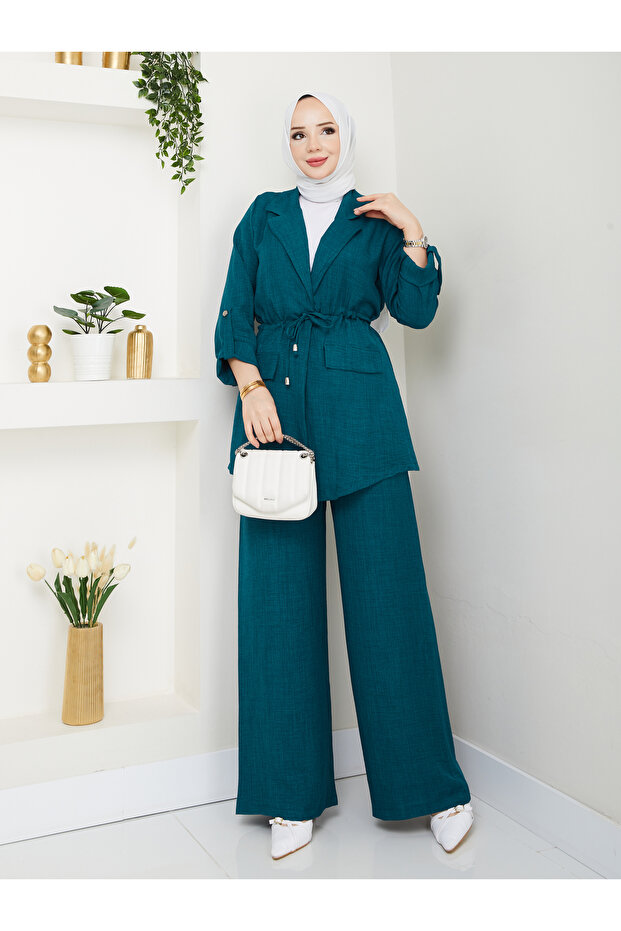 Women's Waist Tie-Detail Pants Set