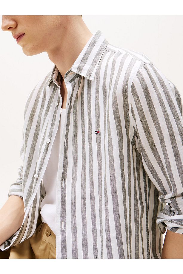 Regular Fit Stripe Linen Shirt - 3