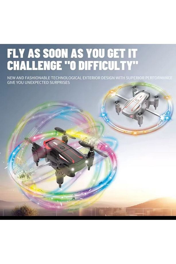 Katlanabilir Mini BK2 Drone Optik Akışlı LED Işıklı Tek Tuş Kalkış Katlanabilir Tasarım RC DRONE BE - 6