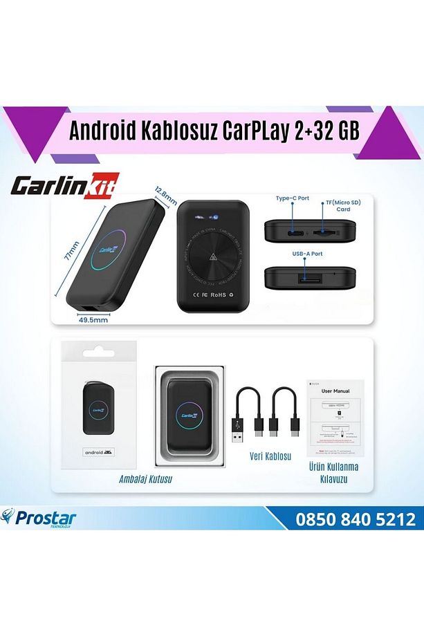 3 in 1 Carlinkit CPC200 Tbox Lite Android 2 GB 32 GB Android Auto Carplay Ai kutusu 512 GB SD - 5