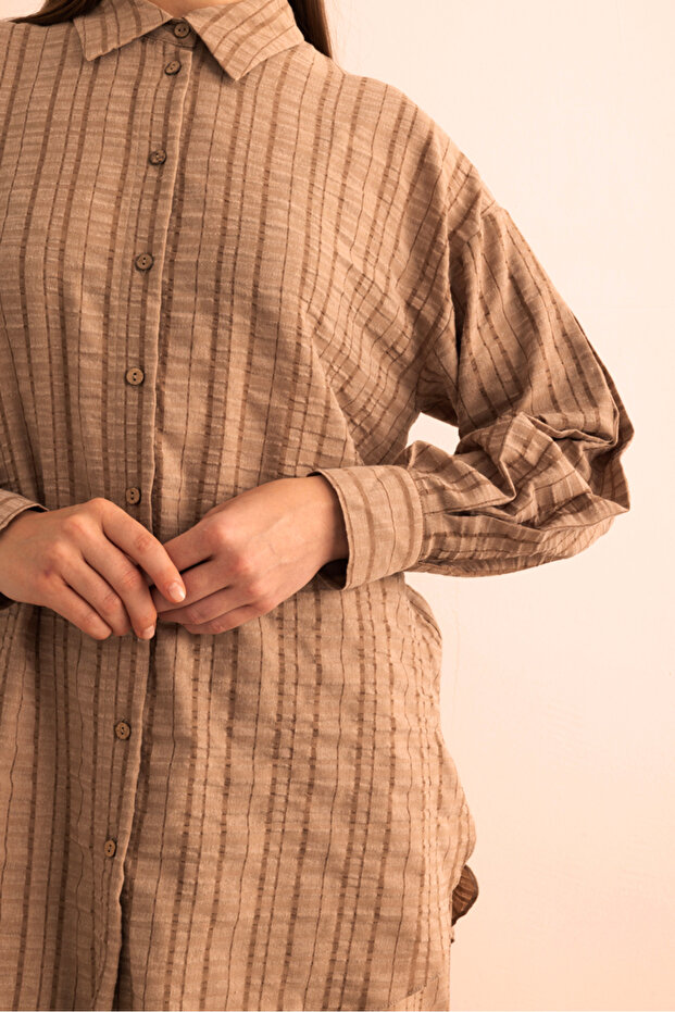 تونيك من القطن المخطط ذو الملمس - 4