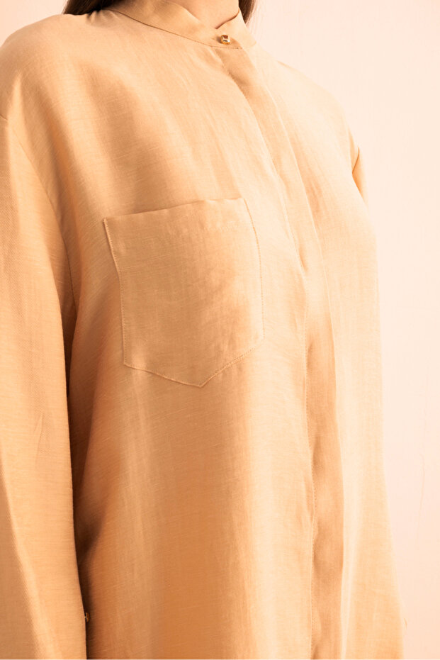 Hakim Yaka Keten Bluz - 5