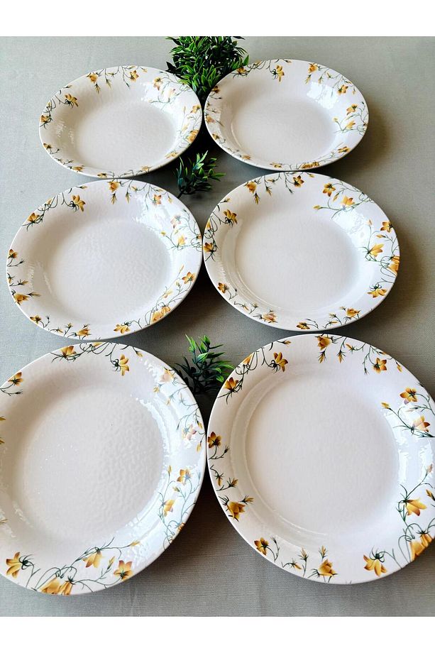 Sarı Çiğdem Model 6 Adet Modern Yemek Tabağı - 3