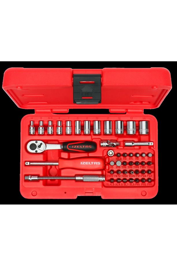izeltaş 1/4 altı köşe lokma anahtar ve bits set 45 parça - 1
