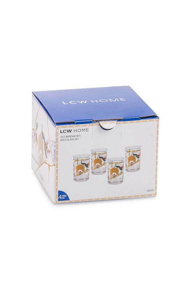 LCW HOME Karişik Baskılı Cam Su Bardağı Seti 4'lü 125 ml - 5