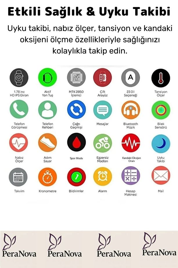 Özel Ips Ekran Spor Sağlık Sensörlü Ios Android Uyumlu Tansiyon Nabız Ölçer Akıllı Saat - 4