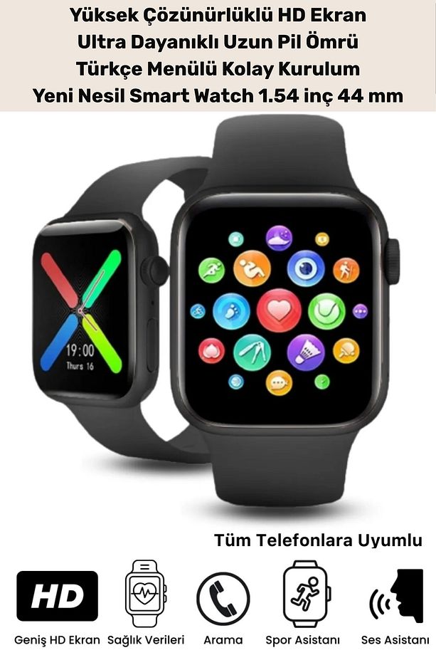 Özel Ips Ekran Spor Sağlık Sensörlü Ios Android Uyumlu Tansiyon Nabız Ölçer Akıllı Saat - 1