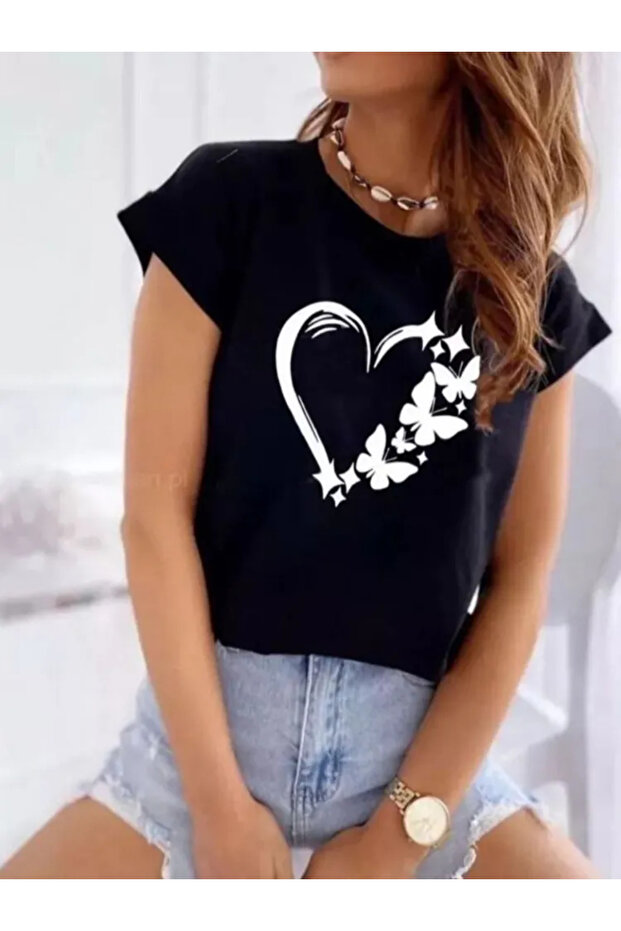 Unisexheart Printed Oversize Crew Neck T-Shirt