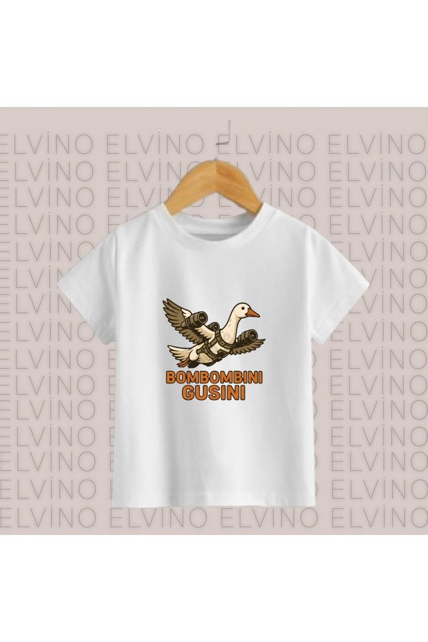 Italian Braınrot Characters Printed Oversize Unisex Crew Neck Cotton Children's Tshirt