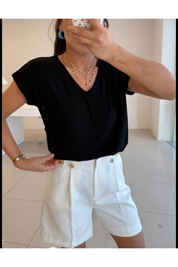 Дамска тениска с V-образно деколте Basic Modal Rescue - 3