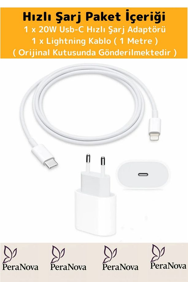 iPhone Tüm Serilere Uyumlu 20w Hızlı Şarj Seti Adaptör Type C Kablosu 7 8 X 11 12 13 14 15 Plus Pro - 3