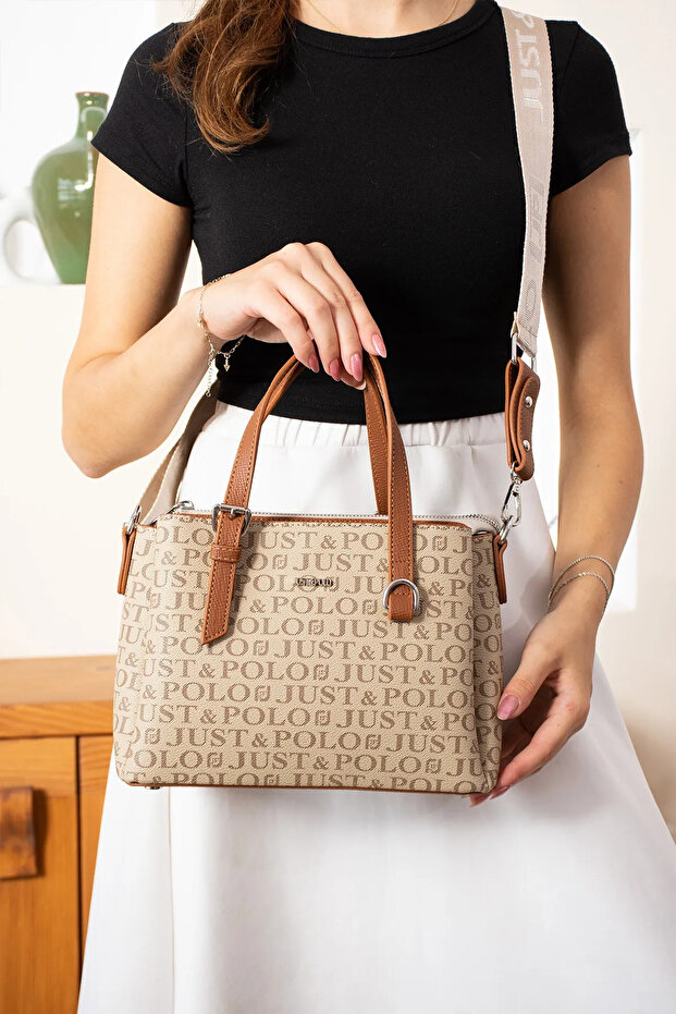 Women's Mink Tan Printed Medium Size Hand and Shoulder Bag P342203Mh