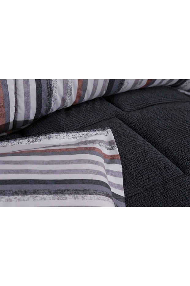 Sherpa Antrasit Pamuk ve Kuzu Yünü Comforter Uyku Set - 4