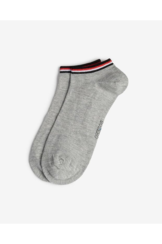 Seamless Men's Booties Gray Socks Colorful Hoops