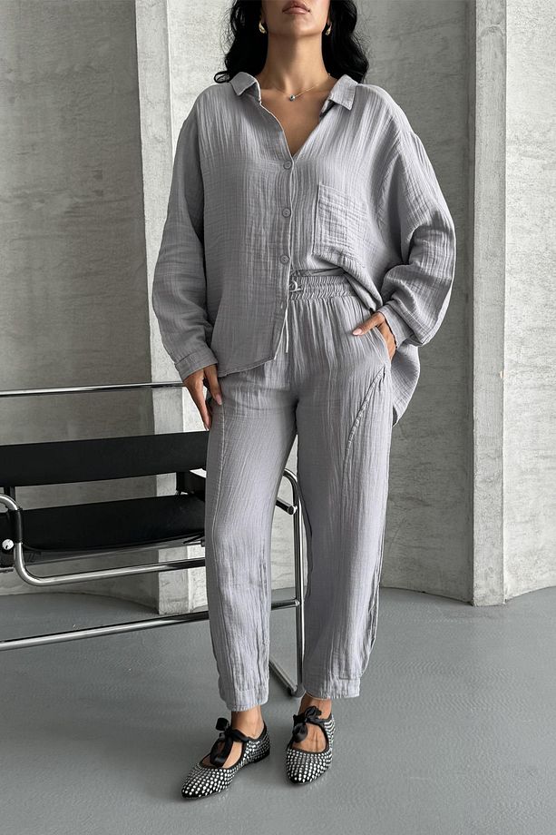 Coastal Muse Müslin Kumaş Oversize İkili Takım - 8