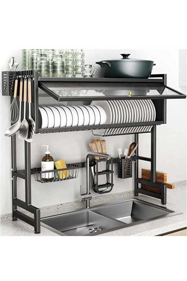 Twinkle Mart - Dish Drying Rack Kitchen Storage Shelves Over The Sink Dish Drainer Drying Rack