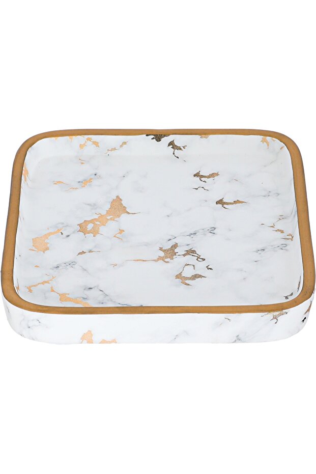 Dessert and Nuts Serving Plate, Alsayf Gallery, 15x15x2 cm, Small Square - White Marble