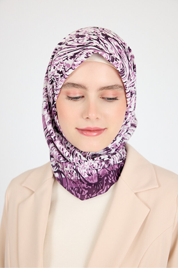 وشاح منقوش باللون الأرجواني 3012 - 5