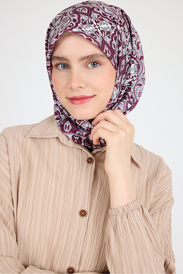 Burgundy Ethnic Patterned Scarf 3013 - 4