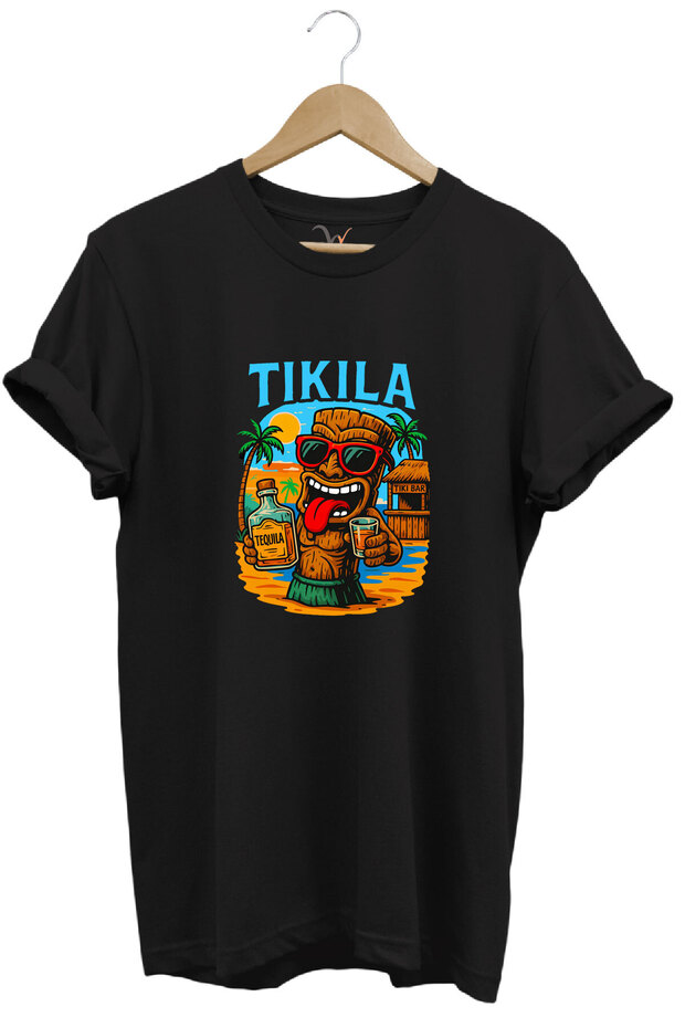 Summer Summer Tequila Text Printed 100% Cotton Regular Fit Premium Black T-Shirt