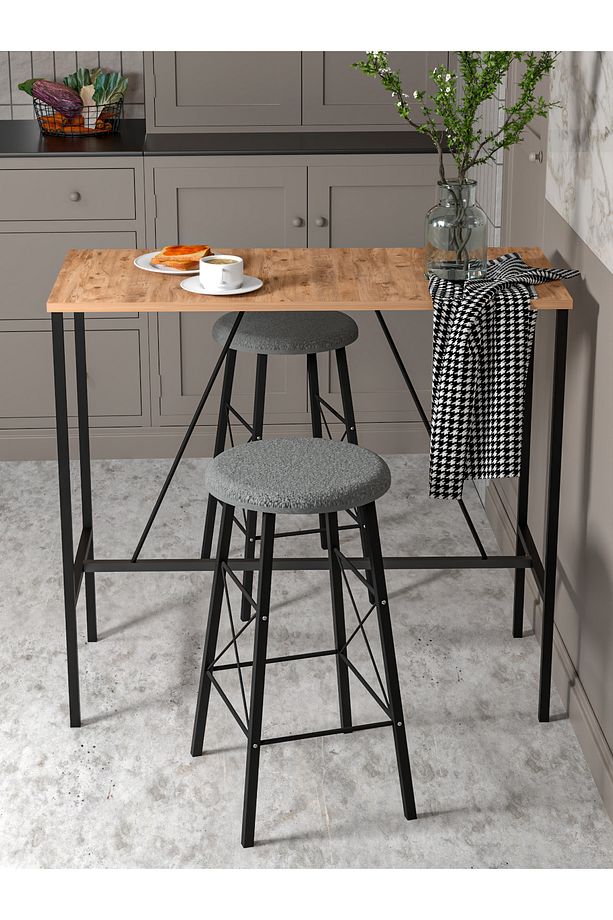 RETODESİGN YUVARLAK TABURELİ BAR TAKIMI 3651A - 3