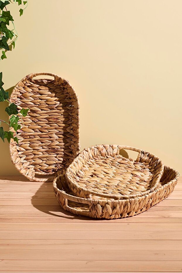 Cliento 3'lü Hasır Oval Tepsi Seti - 1