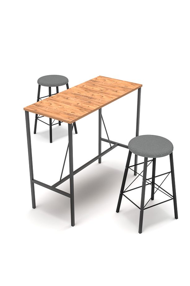 RETODESİGN YUVARLAK TABURELİ BAR TAKIMI 3651A - 6