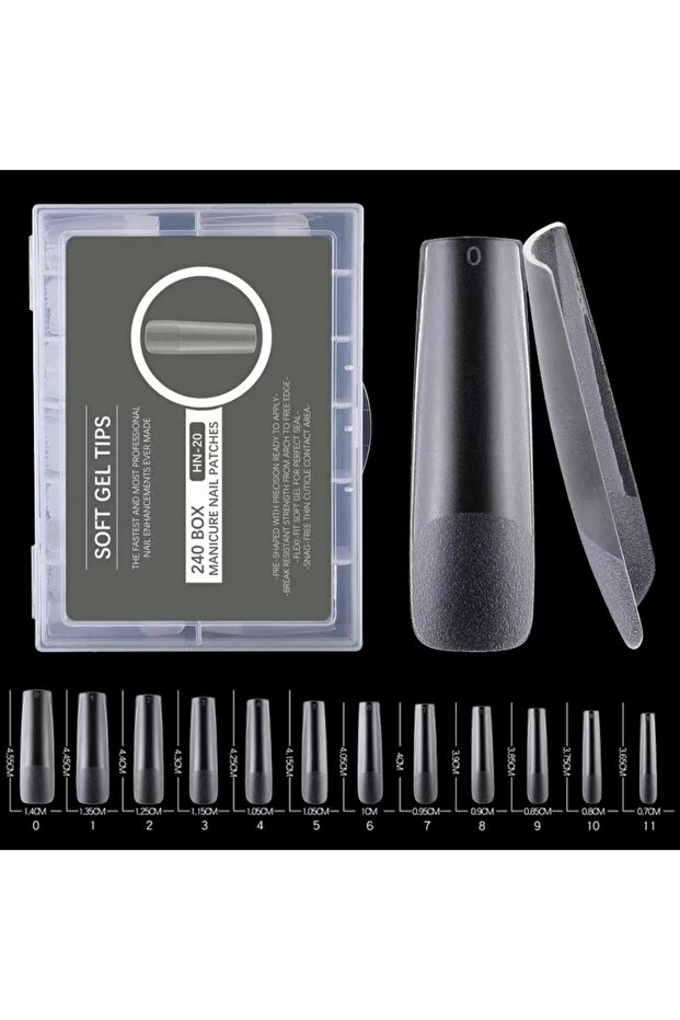 05 240pcs XXL Long Square Full & Half Cover 2 In 1 Matte Fake Nail Quick Extension Soft Gel Tips For