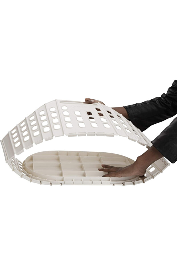 Large Foldable Plastic Basket, White - 6