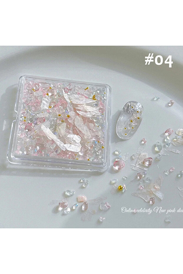 Pink 3D Irregular Aurora Shell Flakes Nail Art Abalone Seashell Slices Colorful Shell Stone Sequins