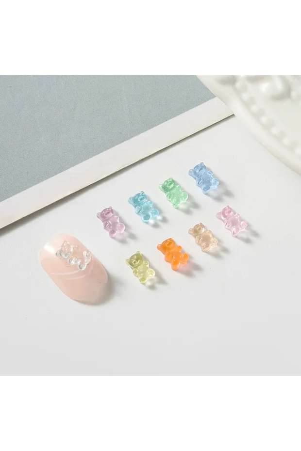 100pcs Transparent 100pcs Japanese Cartoon Teddy Bear Nail Art Decoration Parts Kawaii Accessories 3