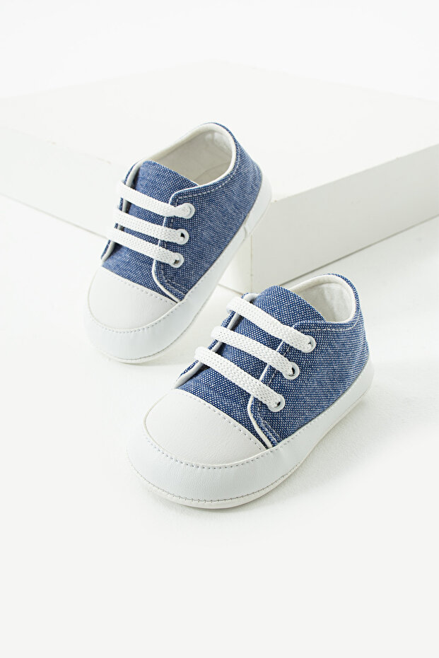 First Step Anti-Skid Sole Linen Lace-Up Comfortable Baby Shoes Booties