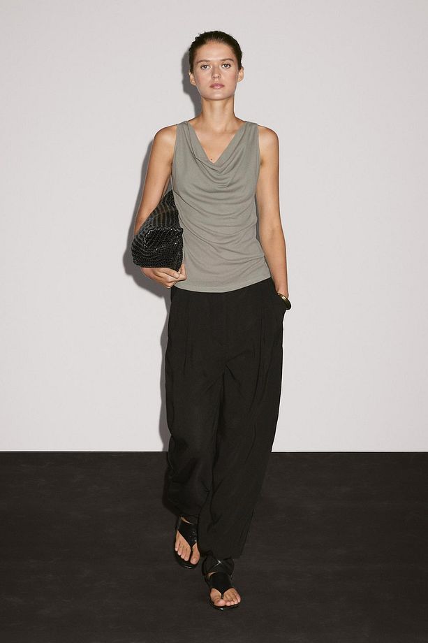 Drape yaka %100 pamuklu top - 1