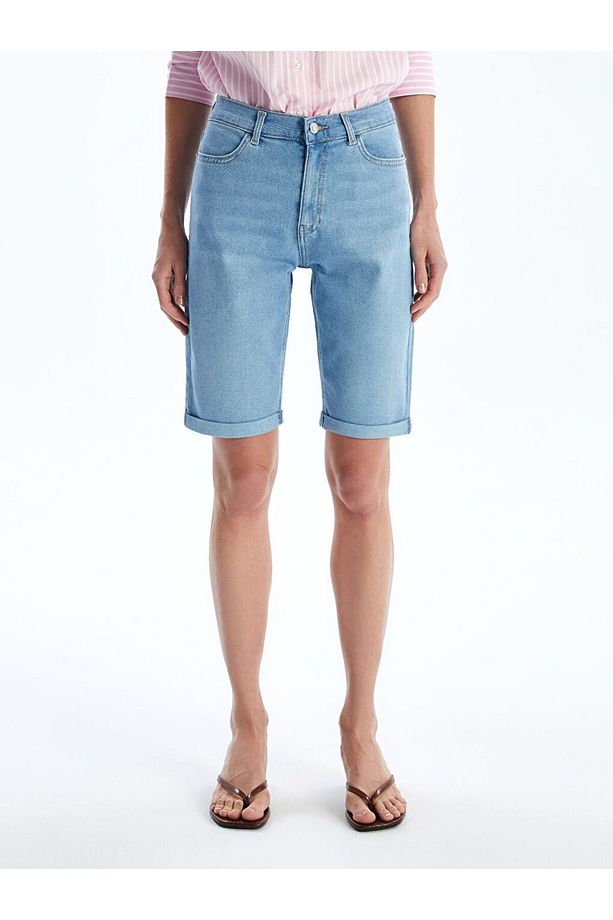 Indigo Bermuda Fit Kadın Jean Şort - 2