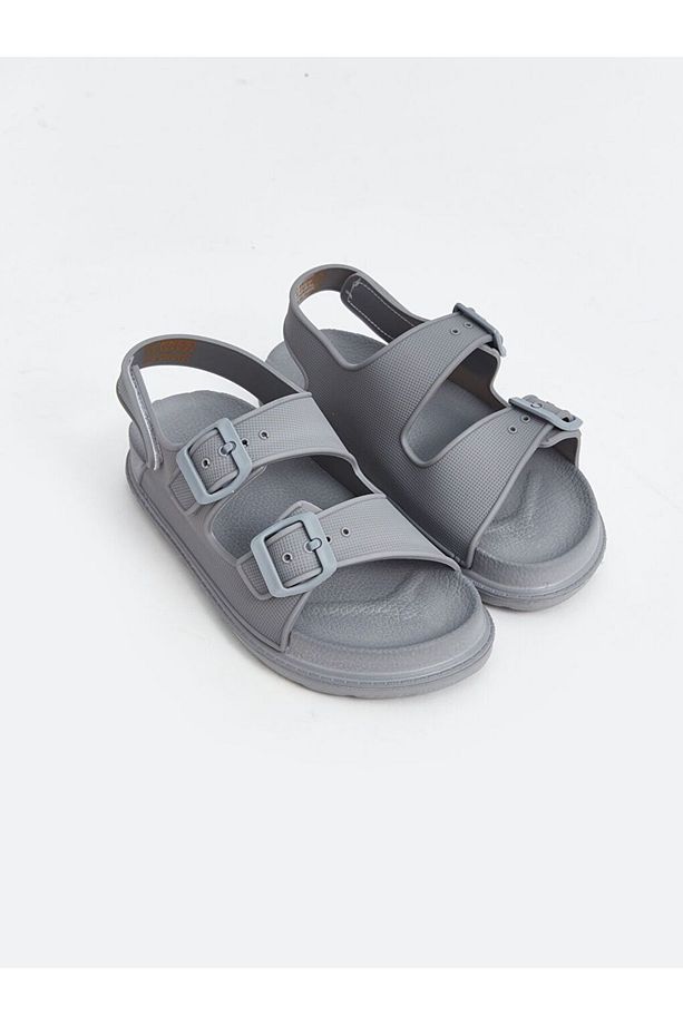 Gri Cırt Cırtlı Erkek Çocuk Sandalet - 1