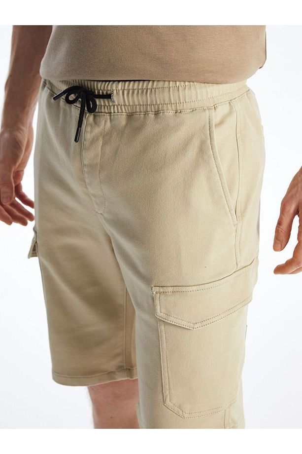 Bej Slim Fit Erkek Kargo Şort - 5